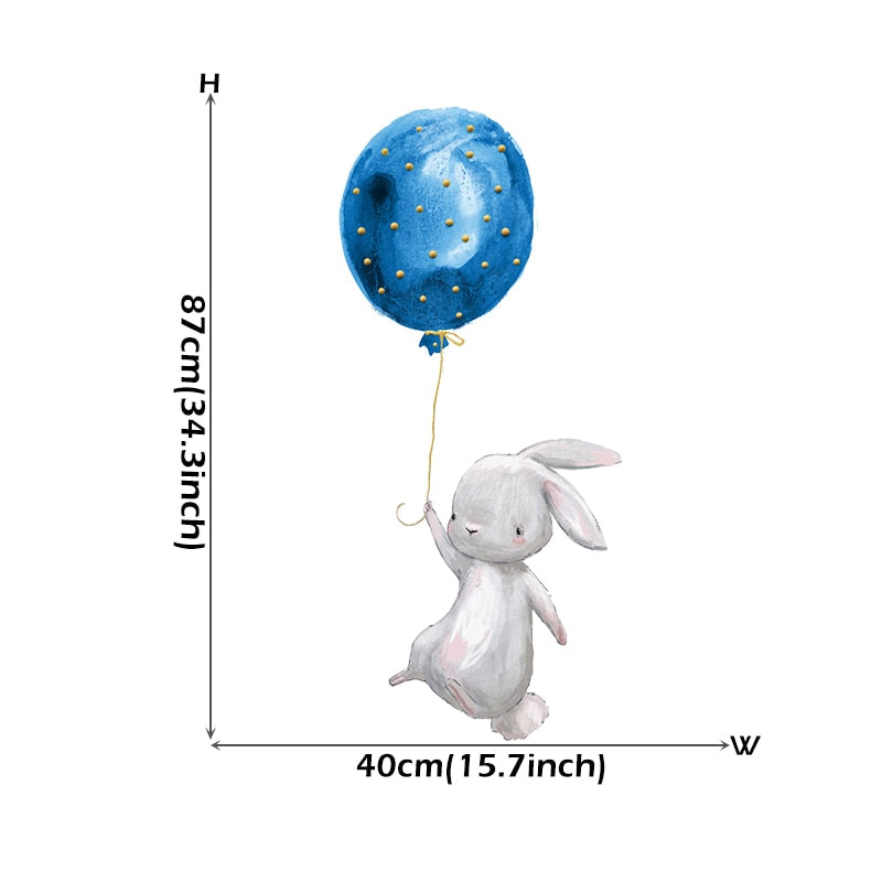 Blue Moon Elephant Hot Air Balloon Wall Decals Removable PVC Vinyl Wall Stickers For Nursery Decor Boy's Room Cute Creative DIY Home Decor