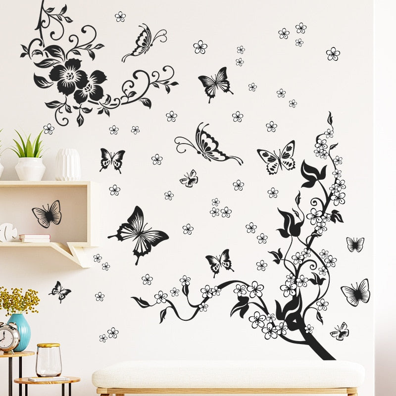 Colorful Flower Wall Stickers ,Removable Flower Wall Decals DIY Peel and  Stick Art Wall Decor Mural for Nursery Baby Kids Bedroom Living Room  Kitchen Home Decoration 
