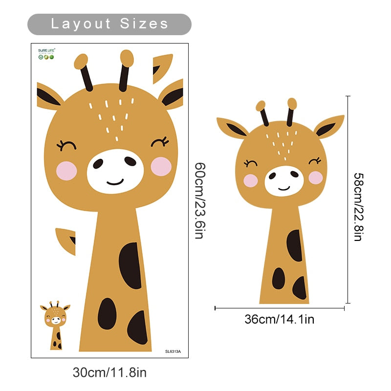 Cartoon Deer Giraffe Reindeer Polka Dots Wall Decals Removable Vinyl PVC Wall Sticker Murals For Baby's Room Children's Nursery Decor