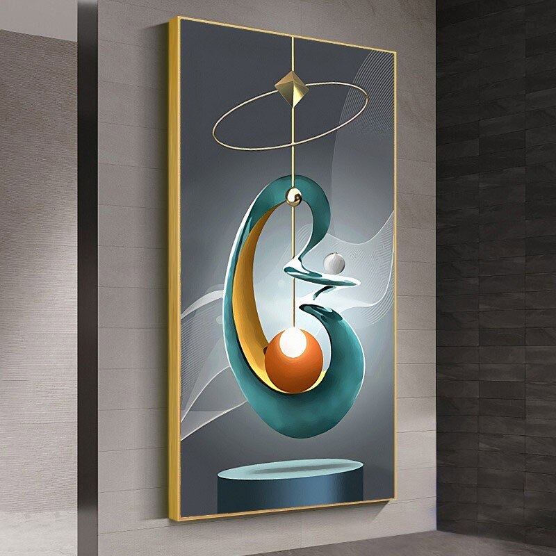 Modern Aesthetics Auspicious Abstract Wall Art Fine Art Canvas Prints Pictures For Luxury Apartment Entrance Hallway Home Office Foyer Art Decor