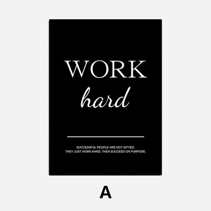Work Hard Dream Big Never Give Up Inspirational Quotations Wall Art Canvas Prints Black White Stylish Motivational Posters For Home Office
