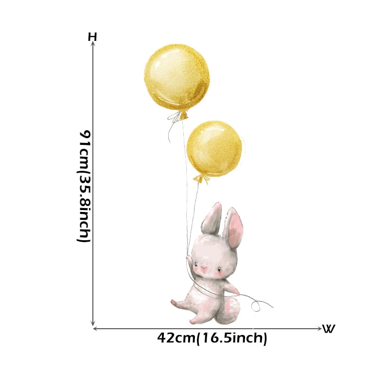 Pink Balloon Cloud Bunnies Vinyl Wall Decals Removable PVC Stickers For Nursery Room Decor Kindergarten Creative DIY Home Children's Room Decor