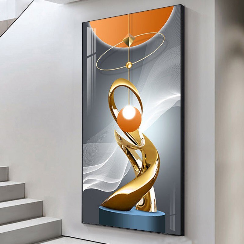 Modern Aesthetics Auspicious Abstract Wall Art Fine Art Canvas Prints Pictures For Luxury Apartment Entrance Hallway Home Office Foyer Art Decor