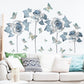 Big Blue Floral Butterflies Vinyl Wall Decal Removable PVC Wall Sticker Mural For Living Room Bedroom Kitchen Wall Decor Creative Home DIY Wall Decoration