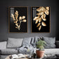 Golden Leaves Abstract Tropical Botanical Wall Art Fine Art Canvas Prints Pictures For Luxury Living Room Dining Room Modern Home Wall Decor