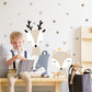 Beige Cartoon Giraffe Fox Lion Polka Dots Wall Decals Removable PVC Vinyl Wall Stickers For Nursery Children's Room Baby's Room Creative Decoration