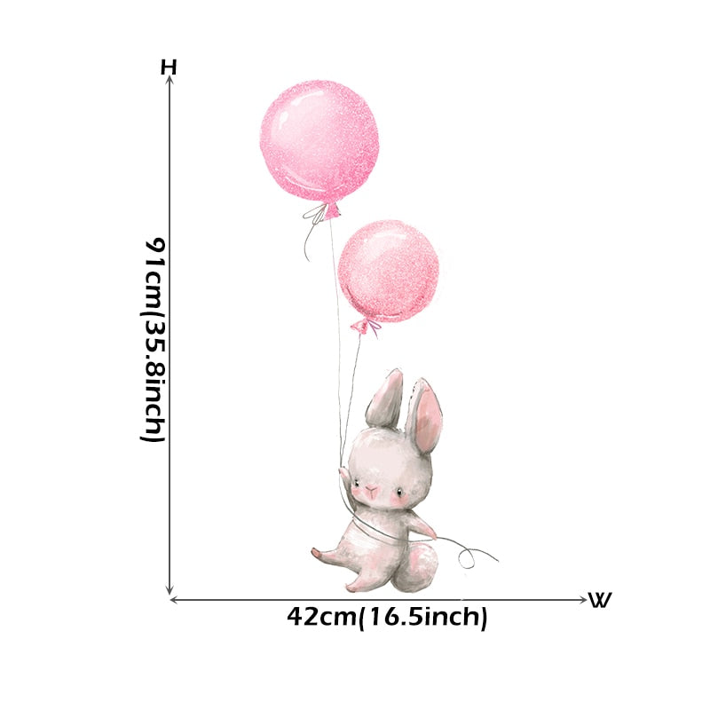 Pink Balloon Cloud Bunnies Vinyl Wall Decals Removable PVC Stickers For Nursery Room Decor Kindergarten Creative DIY Home Children's Room Decor