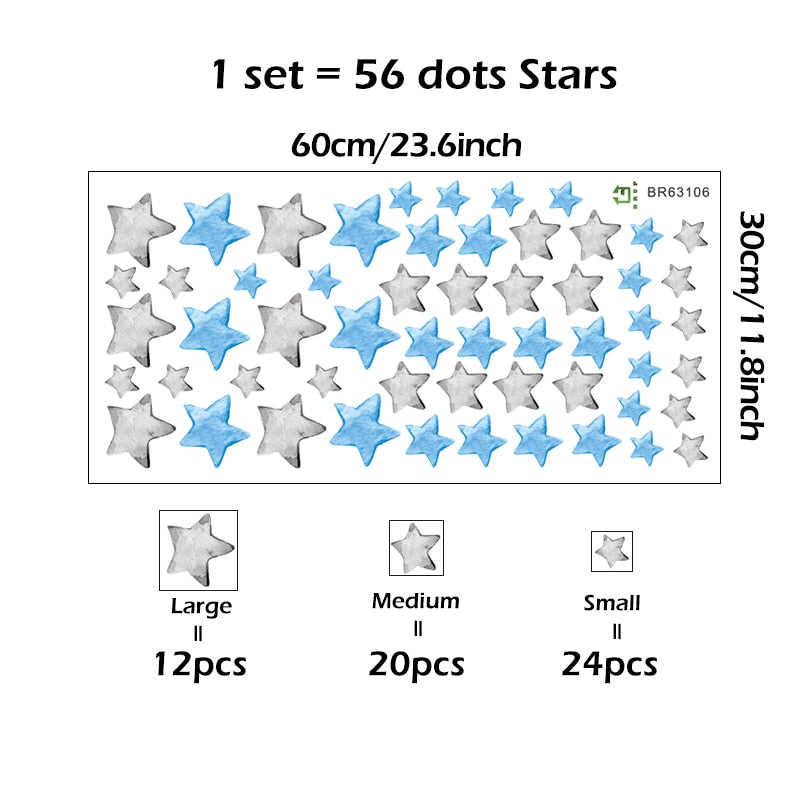 Blue Moon Elephant Hot Air Balloon Wall Decals Removable PVC Vinyl Wall Stickers For Nursery Decor Boy's Room Cute Creative DIY Home Decor