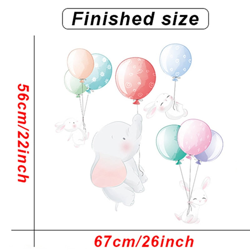 Kid's Hot Air Balloons Adventures Wall Decals Colorful Self Adhesive Removable Wall Stickers For Baby's Room Nursery Decor Creative DIY Home Decoration