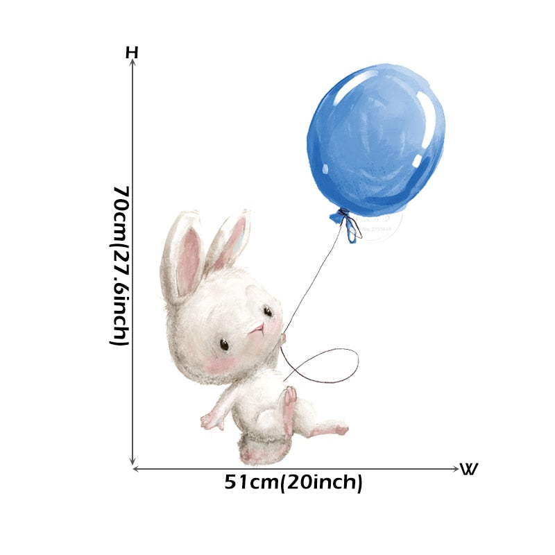 Pink Balloon Cloud Bunnies Vinyl Wall Decals Removable PVC Stickers For Nursery Room Decor Kindergarten Creative DIY Home Children's Room Decor