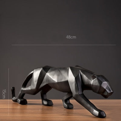 Black Panther Geometric Leopard Statue Modern Abstract Wildlife Figurine Red White Gold Colored Resin Ornaments For Living Room Nordic Home Decor