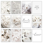 Simple Floral White Rose Peonies Wall Art Fine Art Canvas Prints Black White Botanical Pictures For Living Room Modern Interiors Home Decor