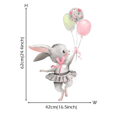 Star Swing Bunny Balloon Wall Decals Removable PVC Vinyl Wall Stickers For Children's Room Nursery Decor Creative DIY Kid's Room Wall Decoration