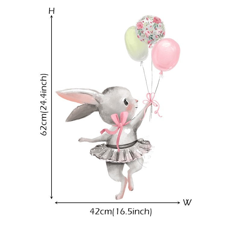 Star Swing Bunny Balloon Wall Decals Removable PVC Vinyl Wall Stickers For Children's Room Nursery Decor Creative DIY Kid's Room Wall Decoration
