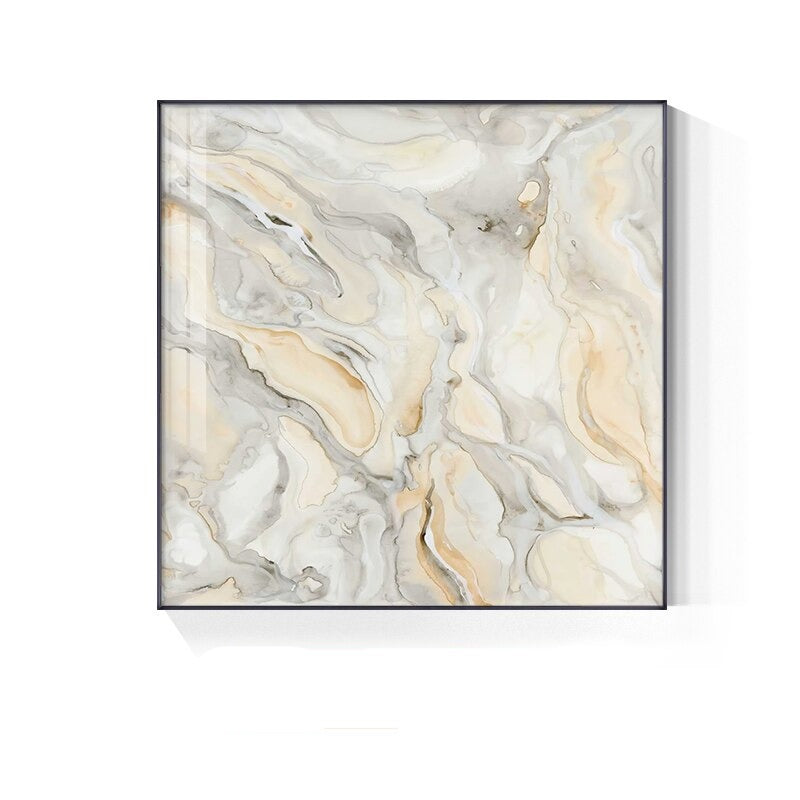 Abstract Minimalist Grey Beige Marble Print Wall Art Fine Art Canvas Prints Square Format Pictures For Modern Living Room Dining Bedroom Art Decor