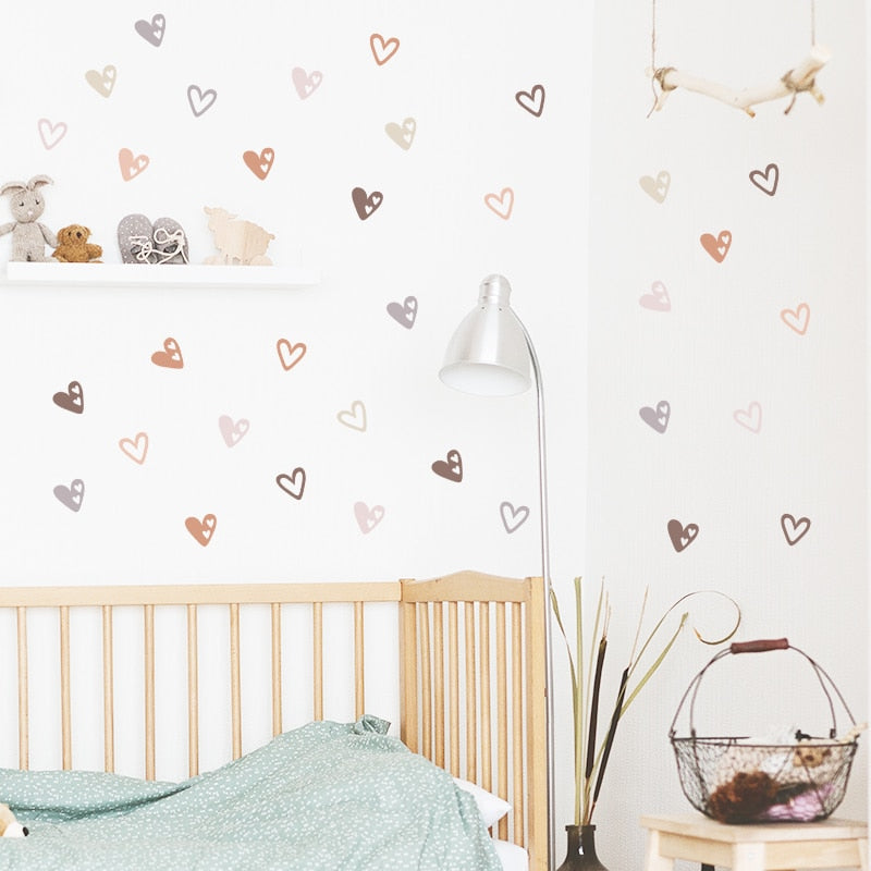 Cute Little Hearts Wall Stickers Removable PVC Vinyl Wall Decals For Living Room Bedroom Kid's Room Nursery Kindergarten Creative DIY Wall Decor