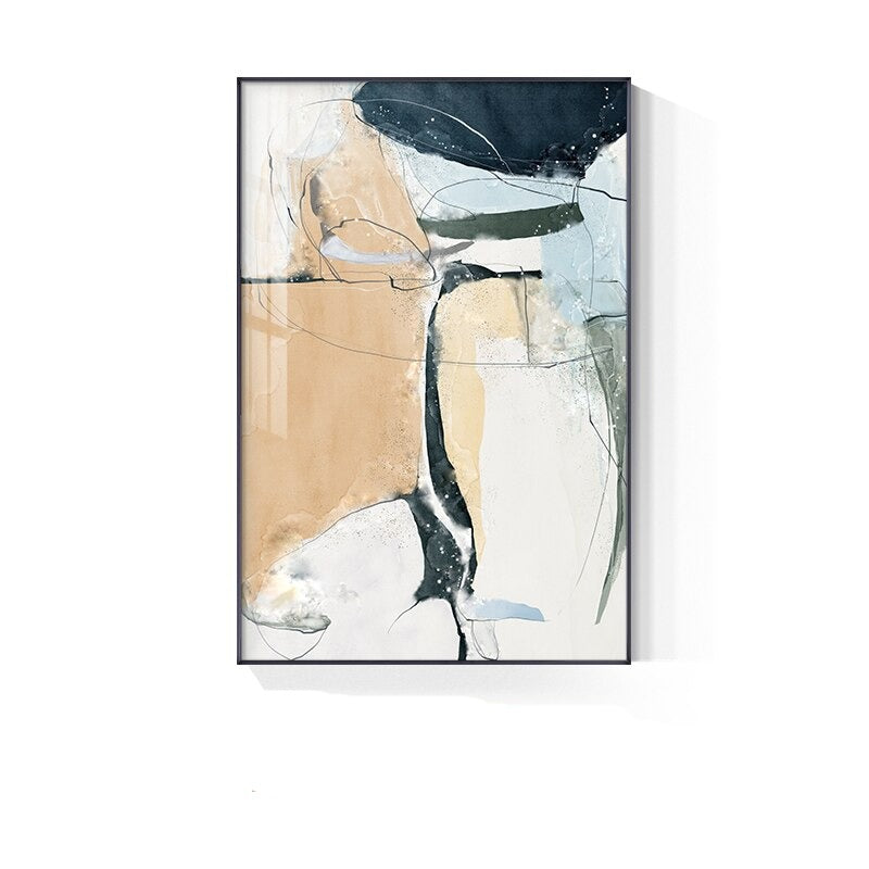 Neutral Colors Nordic Geomorphic Abstract Wall Art Fine Art Canvas Prints Modern Pictures For Luxury Apartment Living Room Home Office Wall Decor