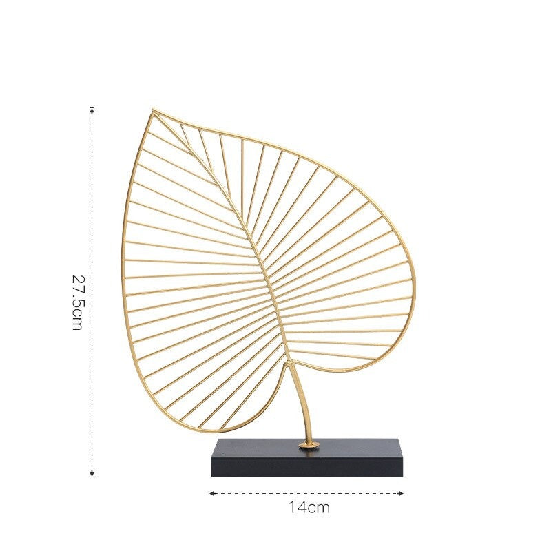 Golden Palm Leaf Silhouette Ornamental Tropical Botanical Nordic Decoration For Living Room Coffee Table Figurines Nordic Style Home Decor