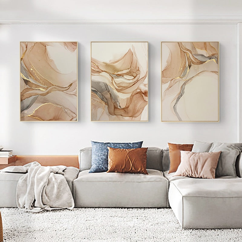 Modern Abstract Beige Marble Print Wall Art Fine Art Canvas Prints Fashion Pictures For Living Room Dining Room Bedroom Nordic Style Home Decoration