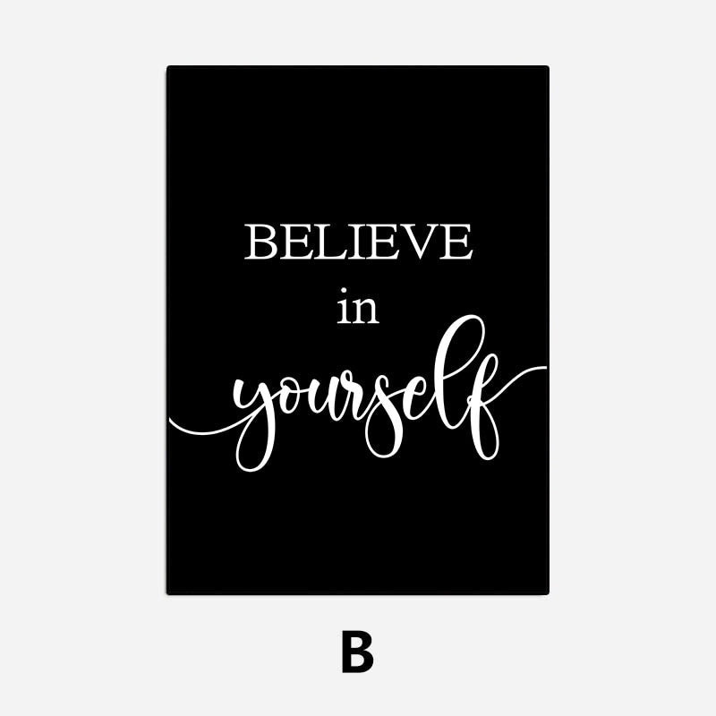 Minimalist Inspiring Quotations Posters Black & White Wall Art Fine Art Canvas Prints Motivational Pictures For Home Office Daily Mantra Signage