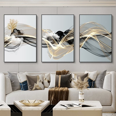 Modern Abstract Flowing Landscape Wall Art Fine Art Canvas Prints Auspicious Pictures For Living Room Dining Room Home Office Interior Decor