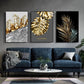 Golden Leaves Abstract Tropical Botanical Wall Art Fine Art Canvas Prints Pictures For Luxury Living Room Dining Room Modern Home Wall Decor