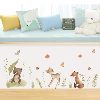 Cute Woodland Animals Wall Mural Peel N Stick Vinyl Wall Decal Wall Stickers For Nursery Room Baby's Room Kindergarten Creative DIY Home Decor