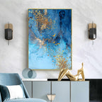 Golden Blue Sea Wall Art Fine Art Canvas Print Modern Abstract Marble Design Picture For Office Interior Living Room Luxury Art Decor