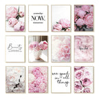 Pink Rose Peony Inspirational Quote Wall Art Fine Art Canvas Prints Modern Botany Fashion Pictures For Living Room Bedroom Art Decor