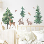 Woodland Animals Cute Nature Wall Mural Removable PVC Wall Sticker For Kid's Room Nursery Children's Bedroom Creative DIY Home Decor