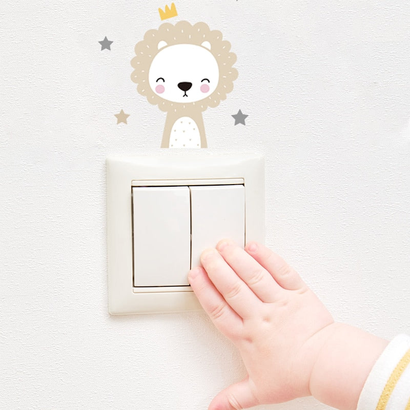 Cute Woodland Animals Cartoon Wall Stickers For Kid's Room Removable PVC Vinyl Wall Decals Light Switch Wall Stickers Creative DIY Home Decor