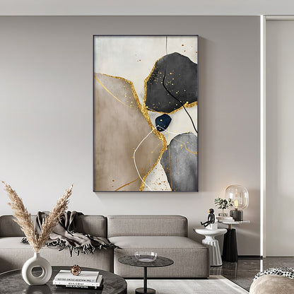 Modern Abstract Geomorphic Wall Art Neutral Colors Black Gray Beige Golden Fine Art Canvas Prints For Living Room Scandinavian Home Office Decor