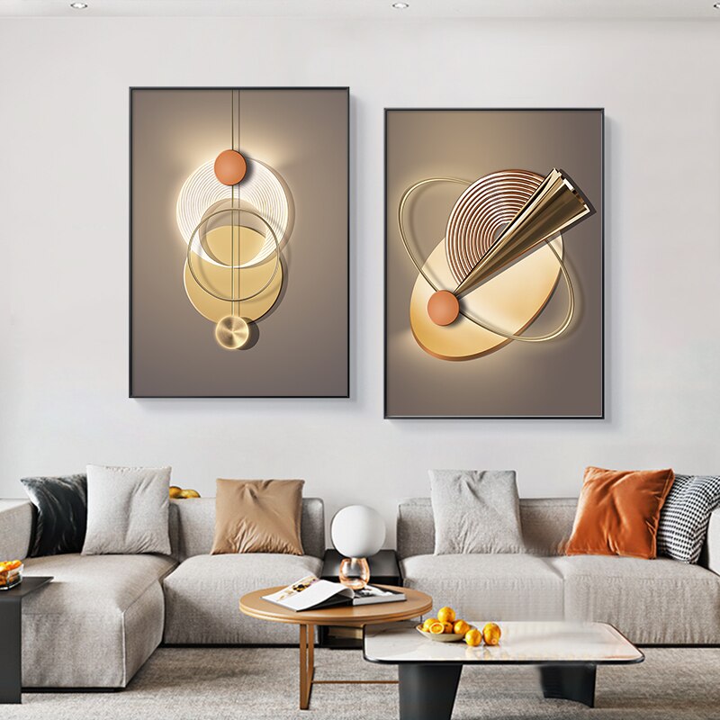 Neutral Chic Modern Aesthetics Sun Moon Wall Art Fine Art Canvas Prints Modern Pictures For Luxury Apartment Living Room Home Office Decor
