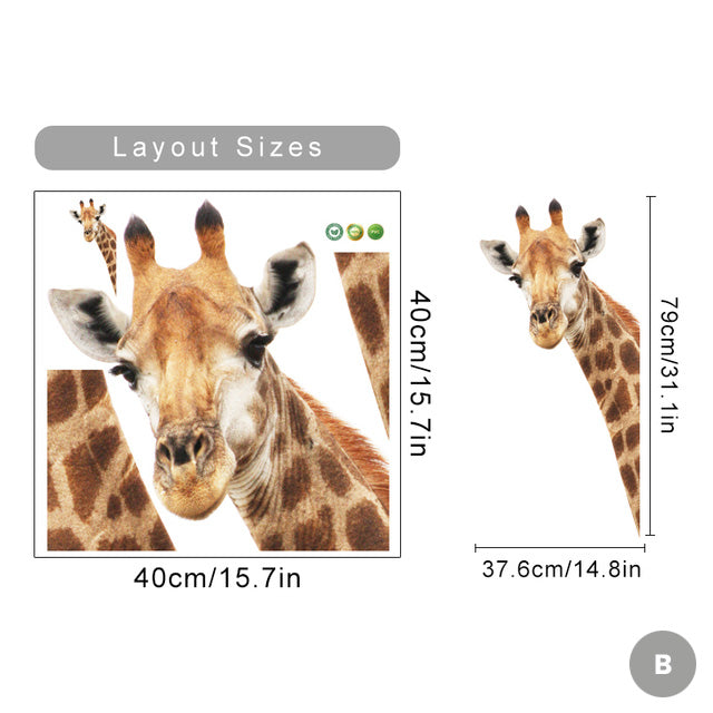Safari Animals Giraffes Wall Decals Removable PVC Vinyl Wall Stickers For Kid's Room Children's Bedroom Baby's Nursery Room Creative DIY Decor