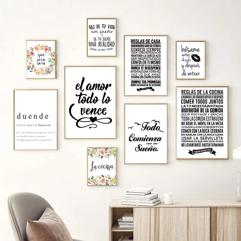 Inspirational Spanish Words Wall Art Fine Art Canvas Prints Buenas Noches Quotation Poster Pictures For Bedroom Living Room Cafe Kitchen Decor