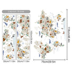  Big Map Of The Animal World Vinyl Wall Mural Removable PVC Wall Sticker Decal For Children's Nursery Kid's Playroom DIY Kindergarten Wall Decor