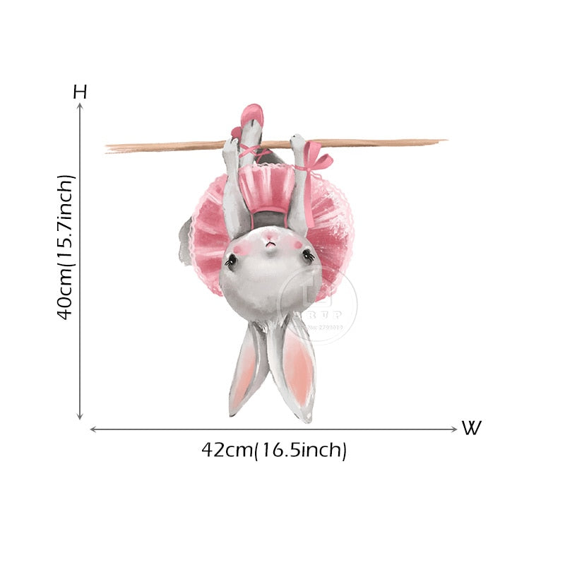 Cute Pink Balloon Bunnies Wall Decals Removable Vinyl PVC Wall Stickers For Baby Girl's Room Nursery Wall Decoration Creative DIY Home Decor