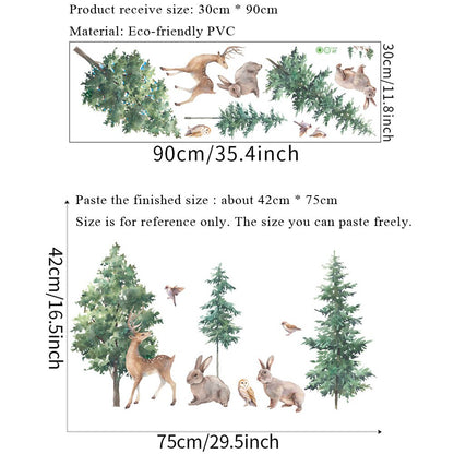Woodland Animals Cute Nature Wall Mural Removable PVC Wall Sticker For Kid's Room Nursery Children's Bedroom Creative DIY Home Decor