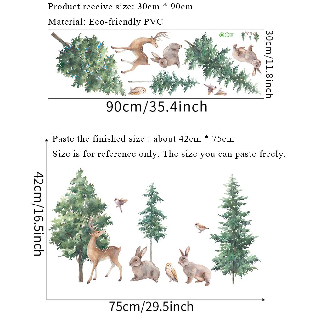Woodland Animals Cute Nature Wall Mural Removable PVC Wall Sticker For Kid's Room Nursery Children's Bedroom Creative DIY Home Decor