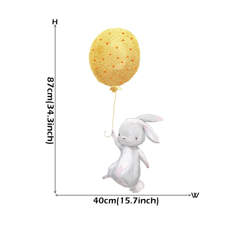 Pink Balloon Cloud Bunnies Vinyl Wall Decals Removable PVC Stickers For Nursery Room Decor Kindergarten Creative DIY Home Children's Room Decor