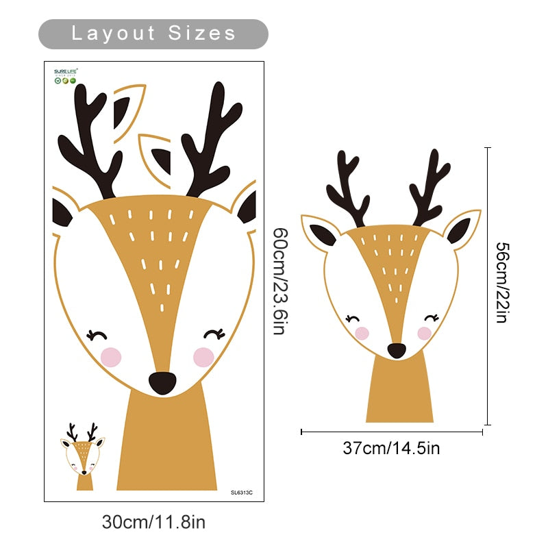 Cartoon Deer Giraffe Reindeer Polka Dots Wall Decals Removable Vinyl PVC Wall Sticker Murals For Baby's Room Children's Nursery Decor