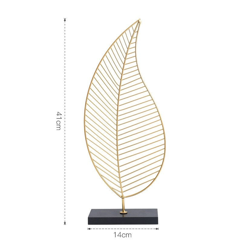 Golden Palm Leaf Silhouette Ornamental Tropical Botanical Nordic Decoration For Living Room Coffee Table Figurines Nordic Style Home Decor