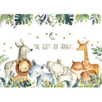 Hippo Elephant Giraffe Cute Animals Kid's Height Measurement Ruler Vinyl Wall Mural Removable PVC Wall Decals For Creative DIY Nursery Decor