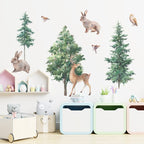 Woodland Animals Cute Nature Wall Mural Removable PVC Wall Sticker For Kid's Room Nursery Children's Bedroom Creative DIY Home Decor