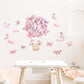 Pink Butterfly Balloon Nursery Wall Mural Removable Vinyl PVC Wall Stickers Decals For Baby's Room Children's Bedroom Creative DIY Home Decor