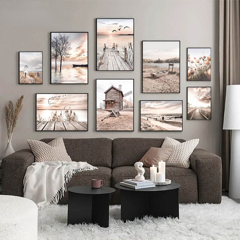 Simple Lifestyle Nordic Seascape Landscape Gallery Wall Art Pictures For Modern Living Room Bedroom Scandinavian Home Decor