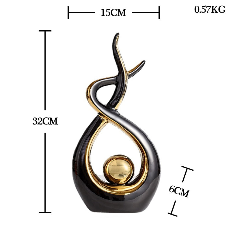 Modern Abstract Decorative Figurines Creative Smooth Flowing Ceramic Sculptures For Living Room Table Mantelpiece Home Office Desktop Decoration