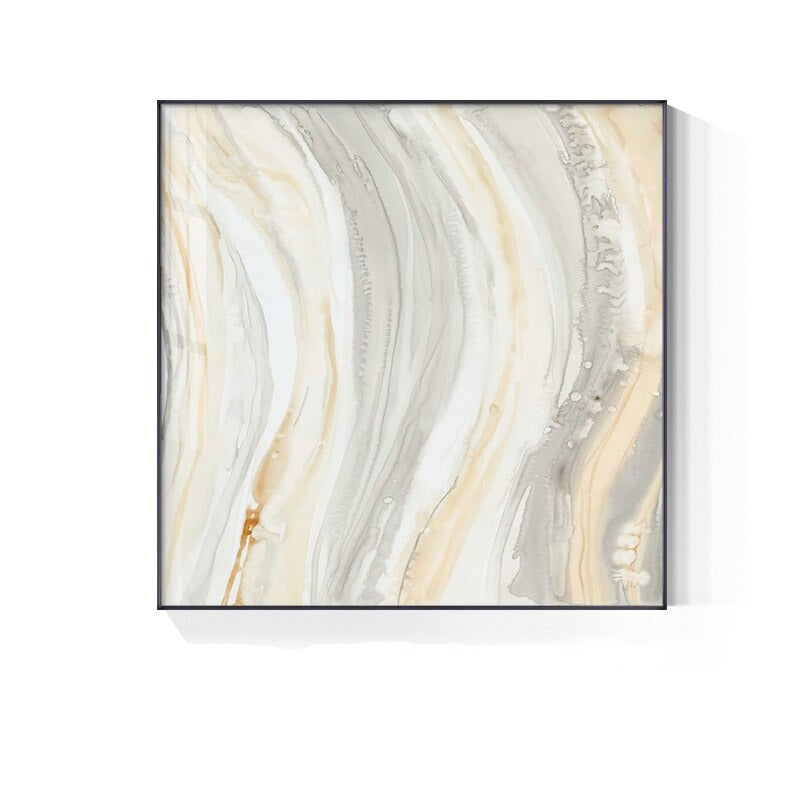 Abstract Minimalist Grey Beige Marble Print Wall Art Fine Art Canvas Prints Square Format Pictures For Modern Living Room Dining Bedroom Art Decor