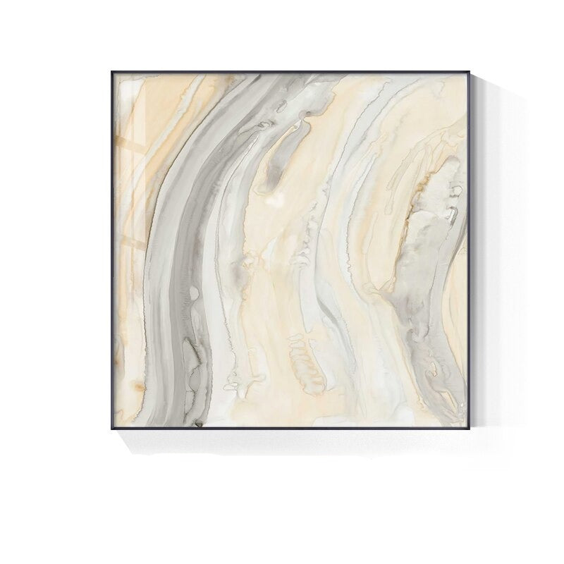 Abstract Minimalist Grey Beige Marble Print Wall Art Fine Art Canvas Prints Square Format Pictures For Modern Living Room Dining Bedroom Art Decor