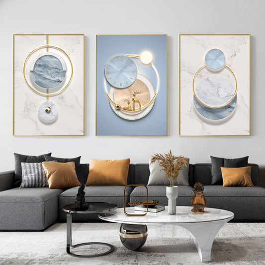 Sky Blue Circle Of Light Nordic Wall Art Fine Art Canvas Prints Modern Surreal Abstract Pictures For Bedroom Living Room Kids Room Wall Decor
